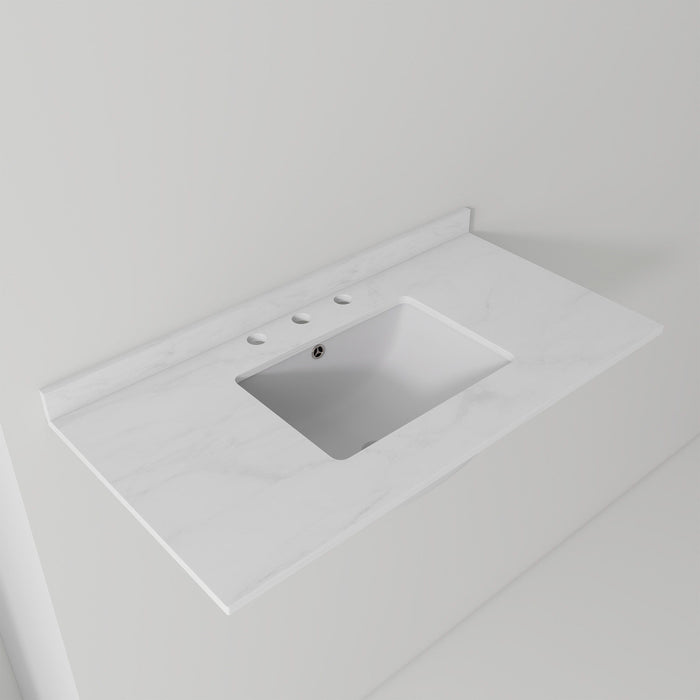 Basin Sink, 0.6" Ultra Thin Profile, Triple Faucet Holes, Sink Only