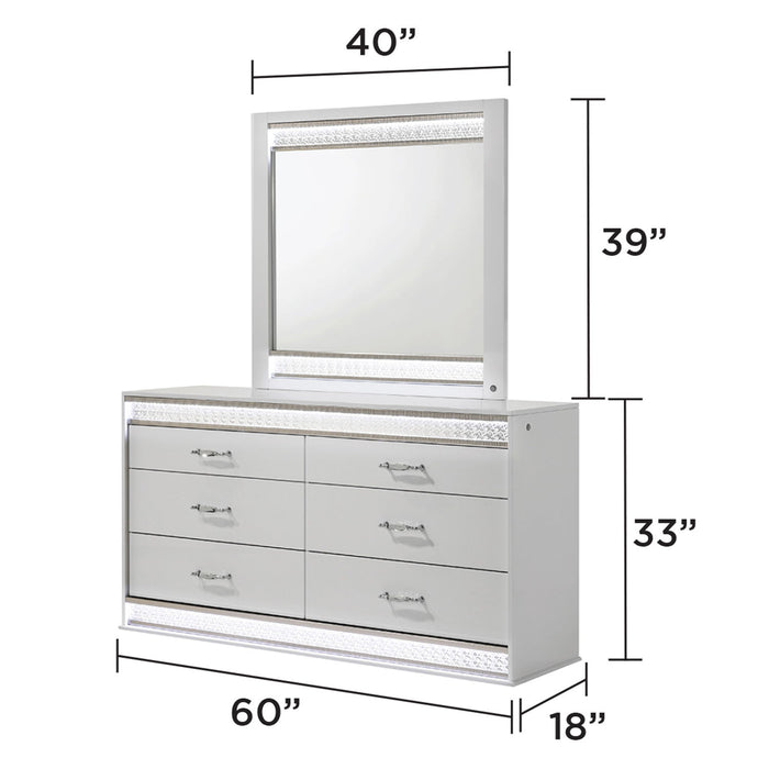 Glam - Mirror & LED Lighting (Includes Mirror Only) - White