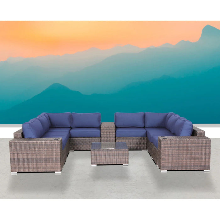 Modern Patio Rattan Sectional Set With Cushions