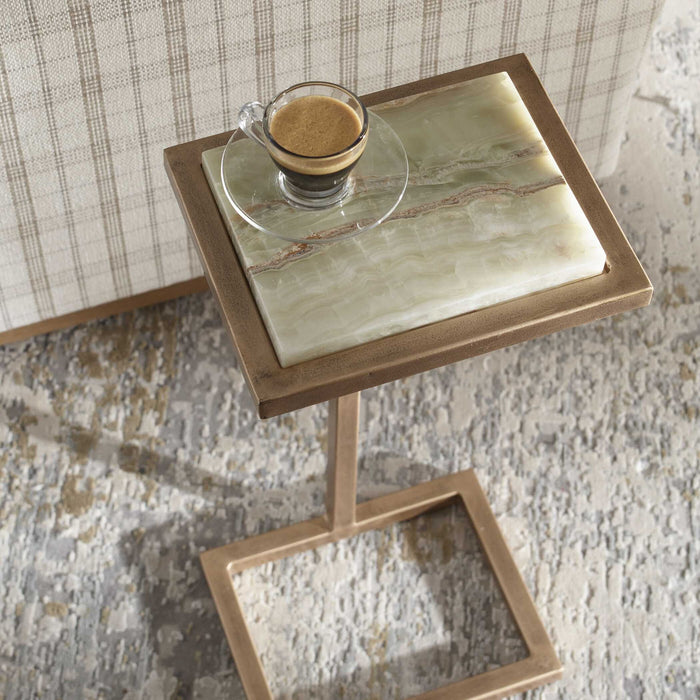 Gamora - Marble Drink Table - Gold / Green