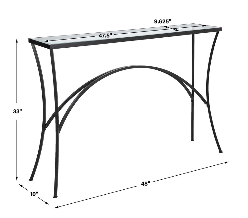 Alayna - Metal & Glass Console Table - Black