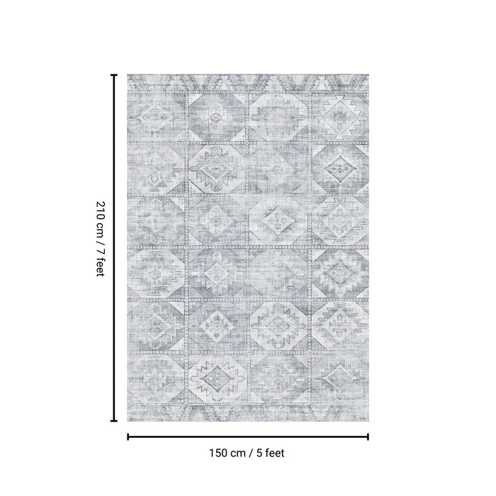 Toucan - 5' X 7' Washable Non - Slip Area Rug - Silver