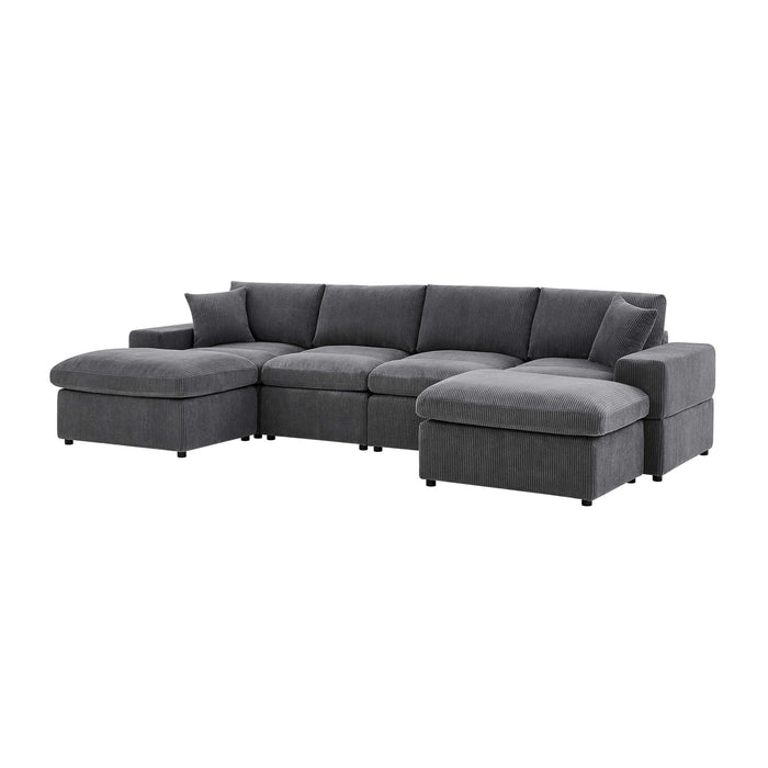 Upholstered Symmetrical Modular Sectional With 6 Seating