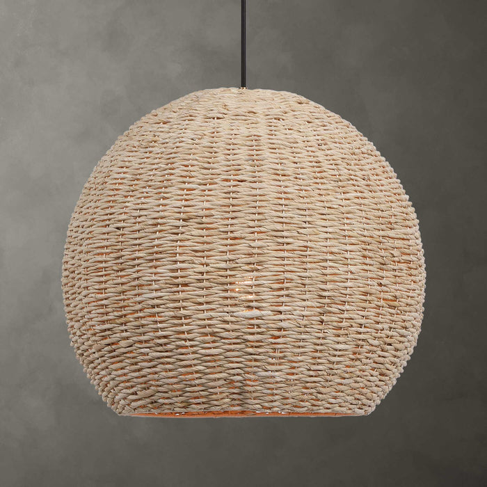 Seagrass - 1 Light Dome Pendant - Light Brown
