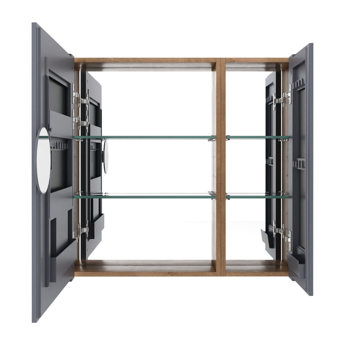 29.63" Wall Mounted Cabinet With Adjustable Shelves Storage Cabinet For Bathroom - Imitative Oak