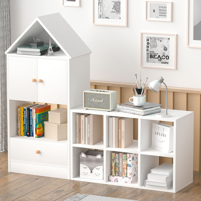 Versatile Children's Bookshelf With House Shaped Design, Multi Functional Storage