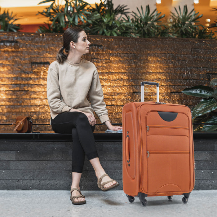 Softside Luggage Expandable 3 Piece Set Upright Spinner Lightweight Suitcase