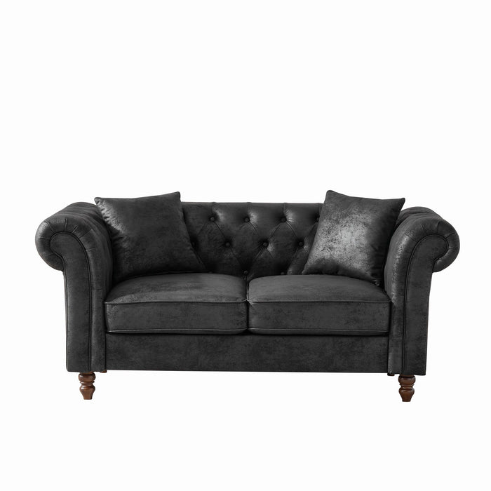 Chesterfield Loveseat, High Tech Fabric Roll Armrest