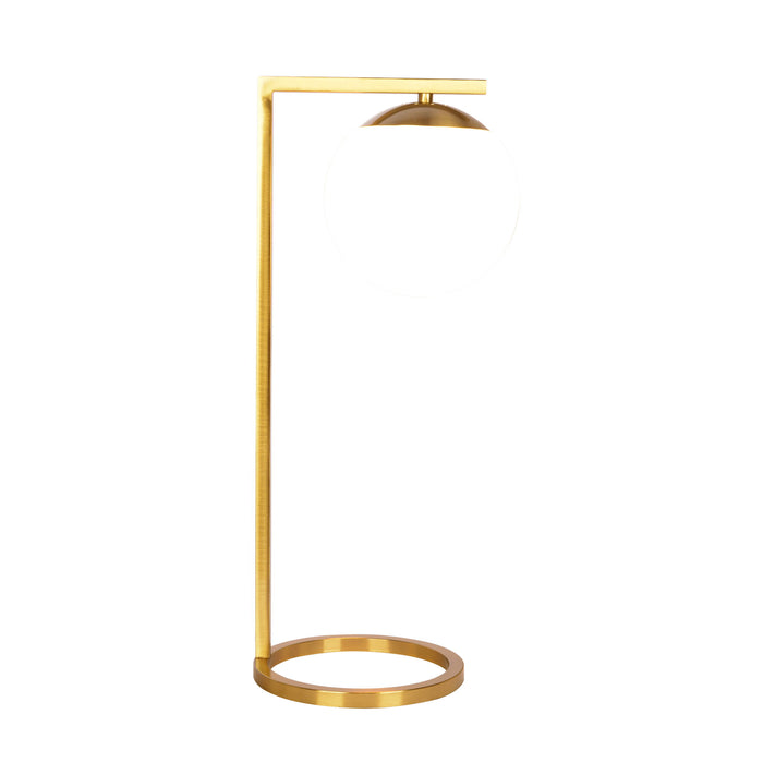 Globe Table Lamp Opal With Dimmer Switch Inline - Gold / White
