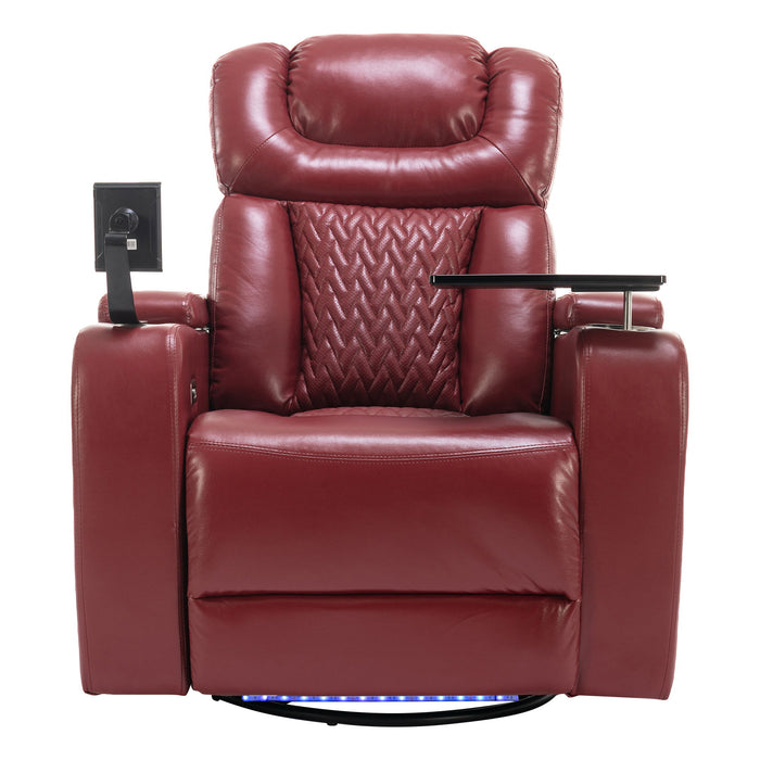 270 Degree Swivel Power Recliner With Tray Table, Phone Holder, Cup Holder, USB Port
