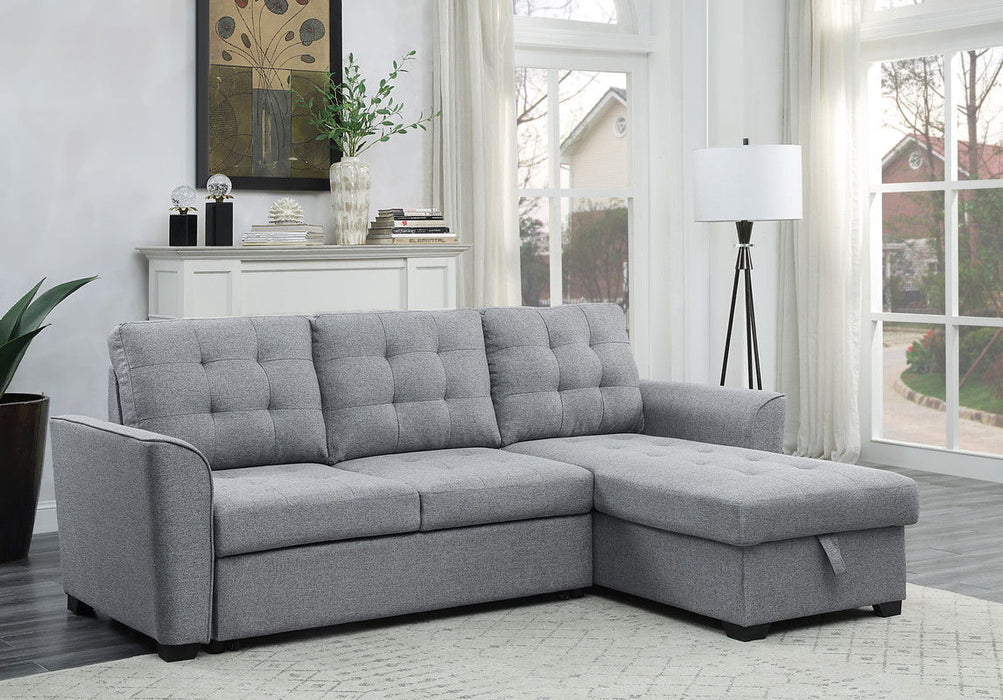 Avery - Sleeper Sectional Sofa With Reversible Storage Chaise - Light Gray