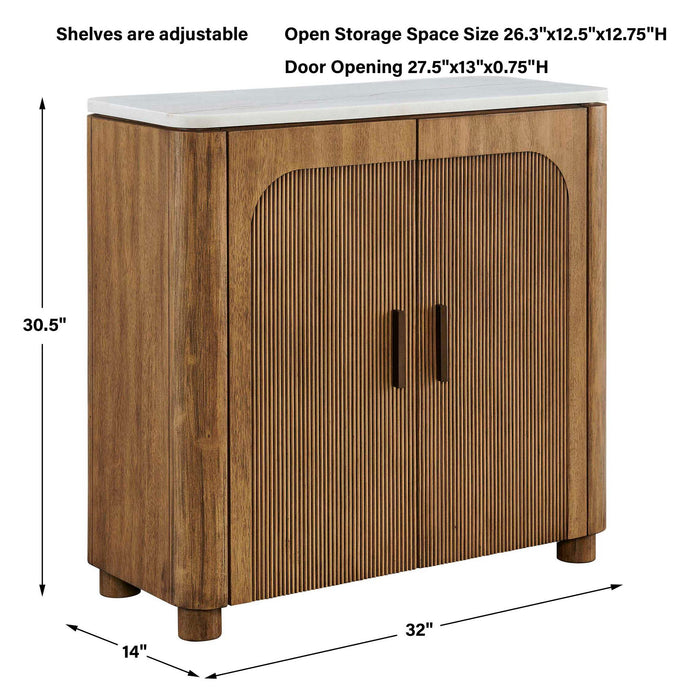 Mebarak - Reeded 2 Door Cabinet - Bronze,White,Woodtone