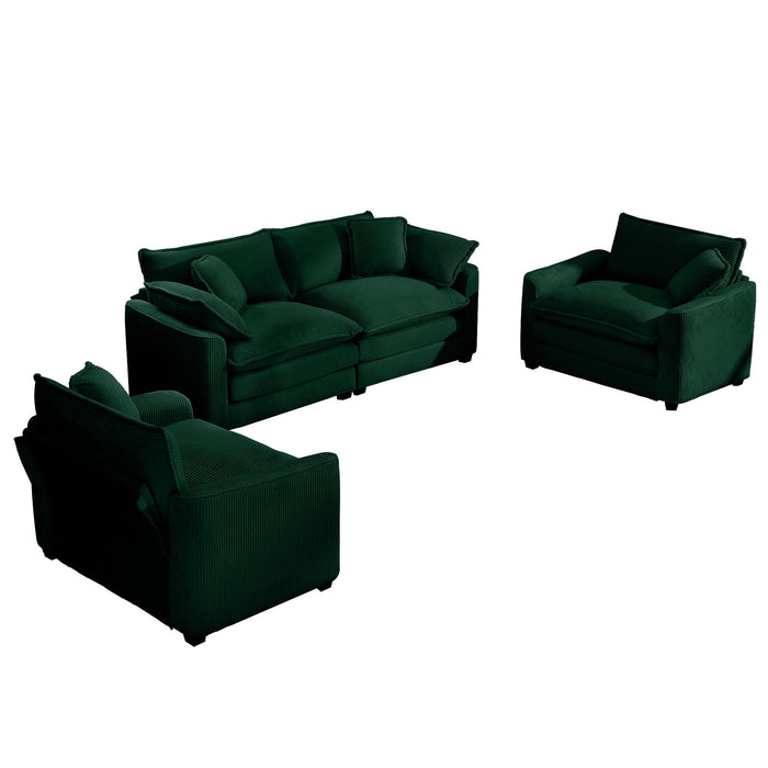 Elegant Corduroy Oversized Sectional Sofa Set With Deep Seats And Flexible Layout
