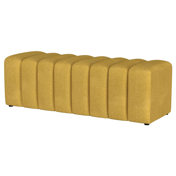 Modern Upholstered Tufted Accent Bench & Round Legs