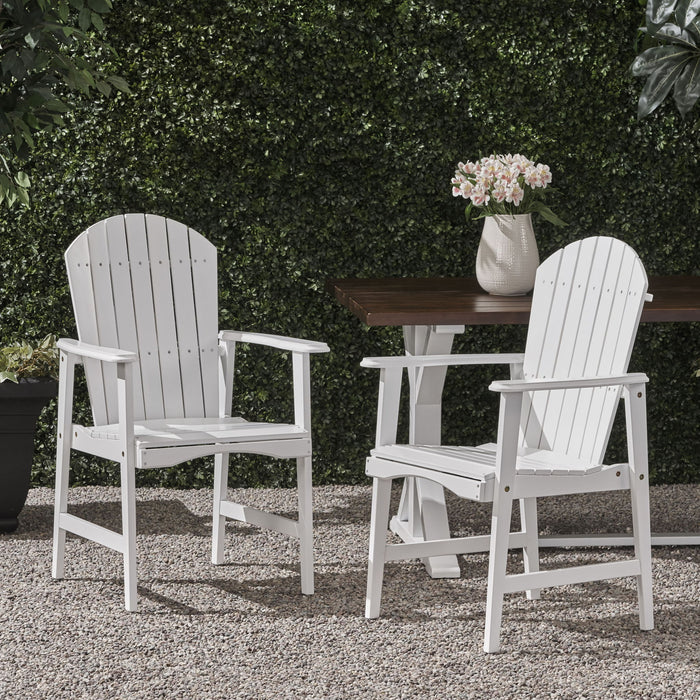 Outdoor Weather Resistant Acacia Wood Adirondack Dining Chairs (Set of 2)