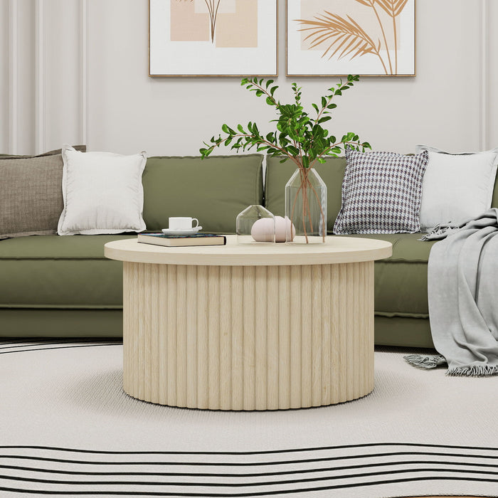 Coffee Table, Round Coffee Table, Modern Side Tables Accent End Table For Living Room, Apartment - Natural