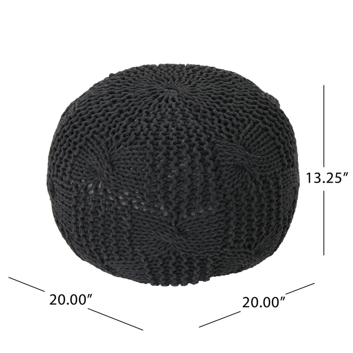 Bordeaux - Knitted Cotton Round Pouf