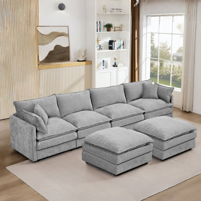 Modular U Shaped Sectional Sofa, 4 Seater Comfy Cloud Couch