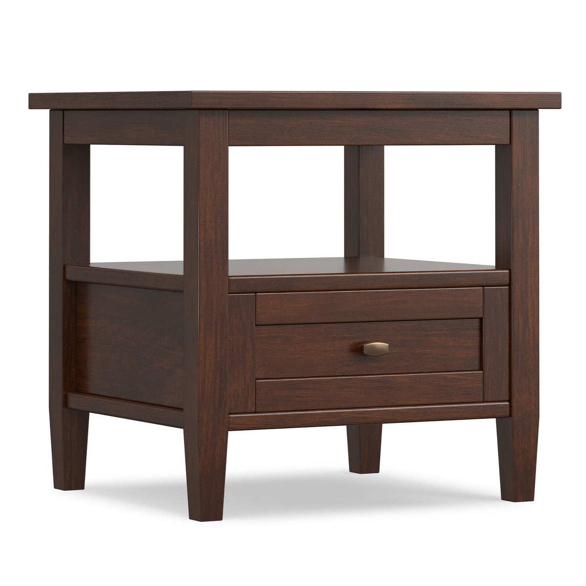 Popea Table Warm Shaker - End Table With Smooth Drawer Storage - Brown — Pope Furniture