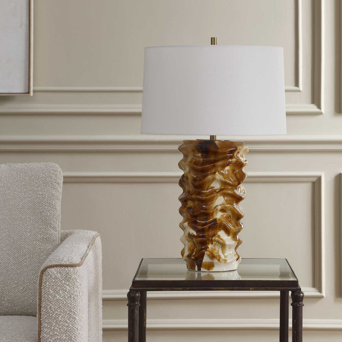 Bassa - Glazed Table Lamp - Brown / Cream