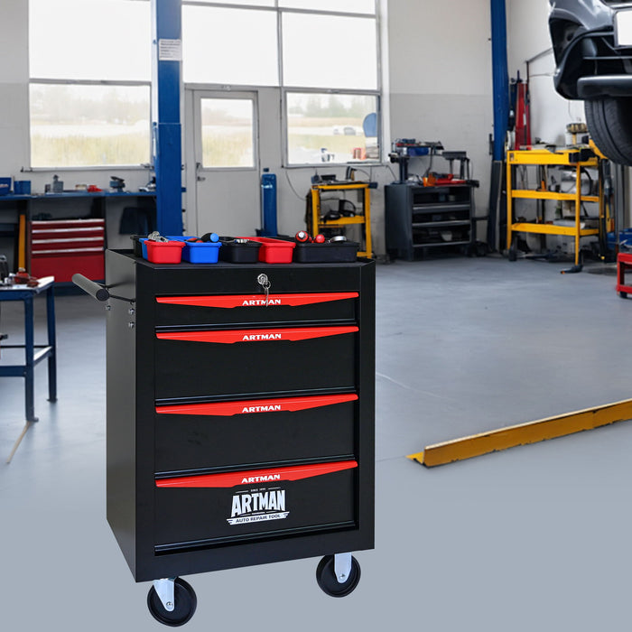 Rolling Metal Tool Chest With Drawers, Steel Storage Cabinet With Ball Bearing Slides