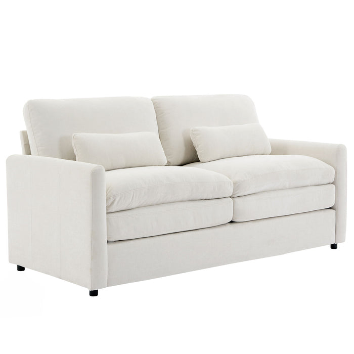 Cozy Upholstered Plush Cushion Loveseat Sofa For Living Room