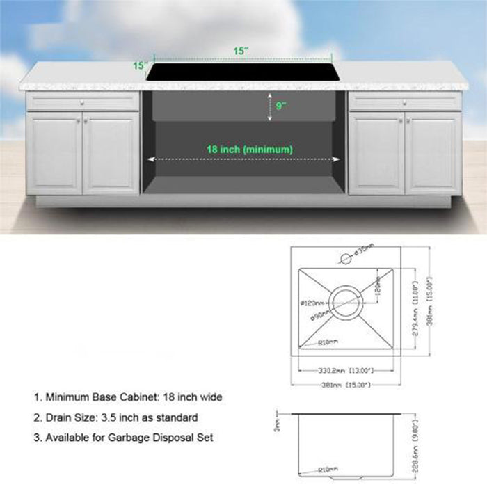 Premium Laundry Drop In Utility Sink 16 Gauge Stainless Steel, Topmount
