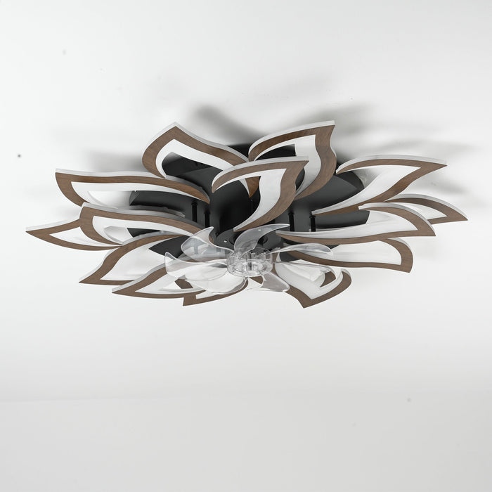 Ceiling Fan With Remote Control And Lights, 6 Speeds, 3 Color Temperatures, Low Profile Flush Mount
