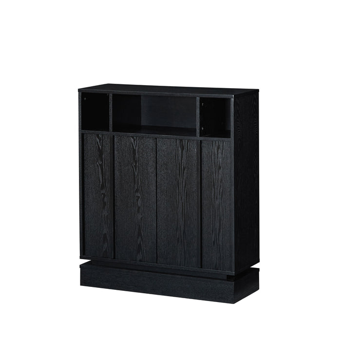 Fluted Sideboard Buffet Cabinet With 2 Doors And Adjustable Shelf, Storage Cabinet For Entryway
