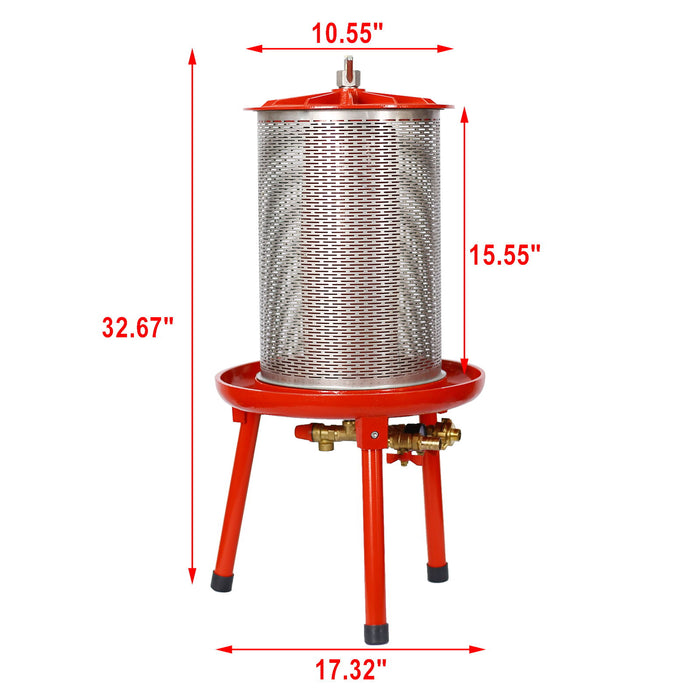 Hydraulic Fruit Wine Apple Press 5.3 Gallon / 20L For Wine Cider Making - Red