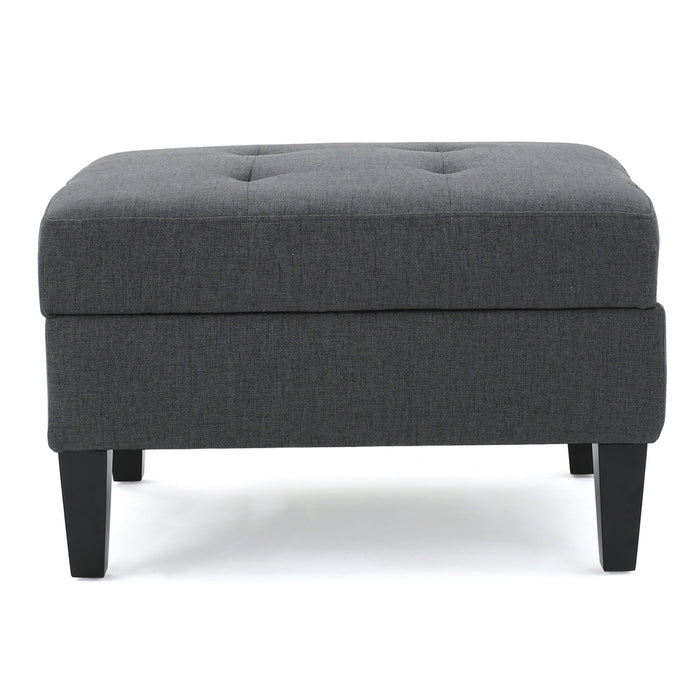 Storage Ottoman With Birch Wood Legs And Cushioned Top For Comfort