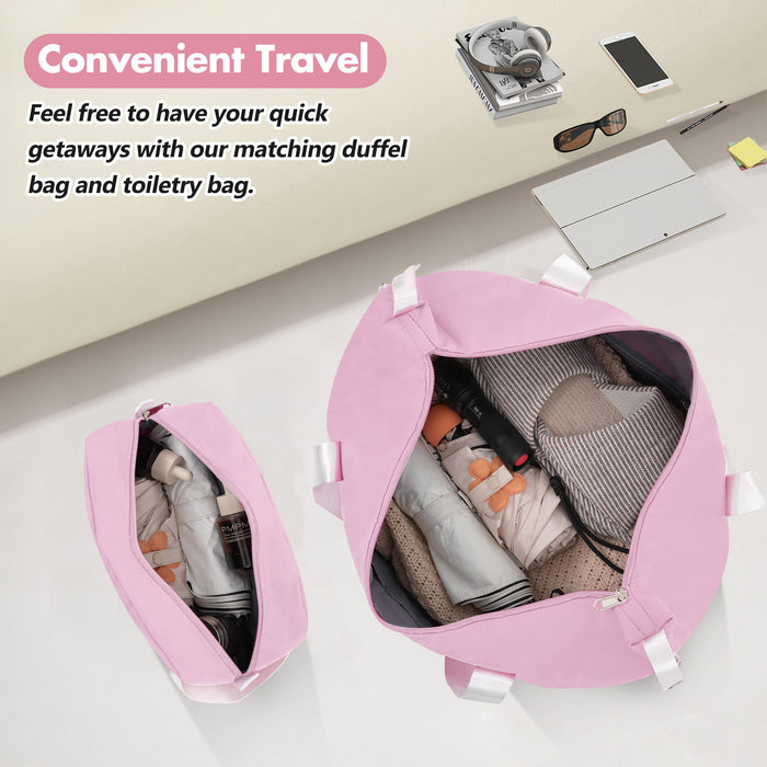 Hardshell Luggage Set With Double Spinner Wheels, Tsa Lock, Lightweight Suitcase, 24" With Bags - Light Pink