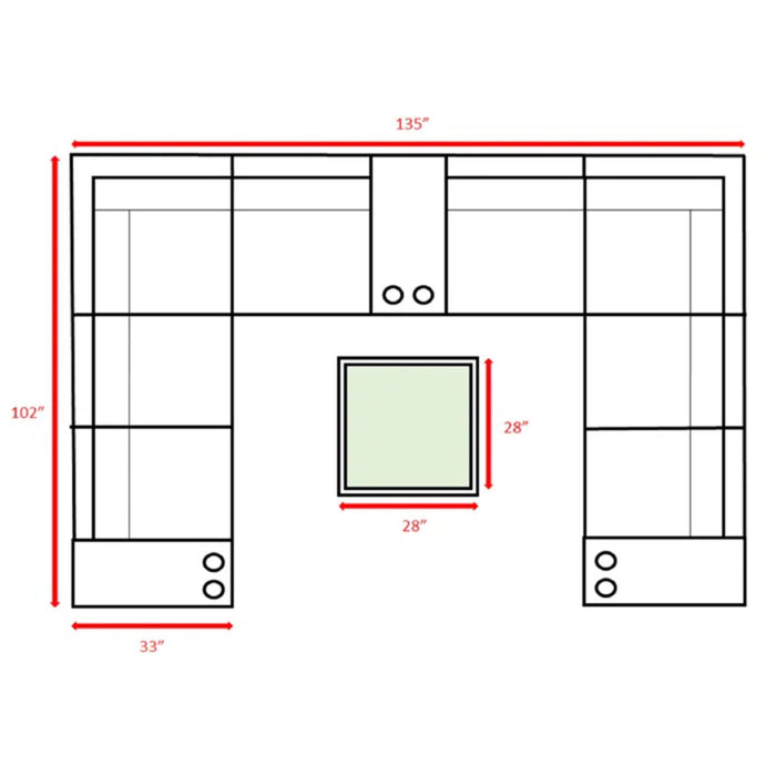 Modern Patio Rattan Sectional Set With Cushions
