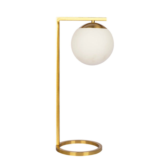 Globe Table Lamp Opal With Dimmer Switch Inline - Gold / White