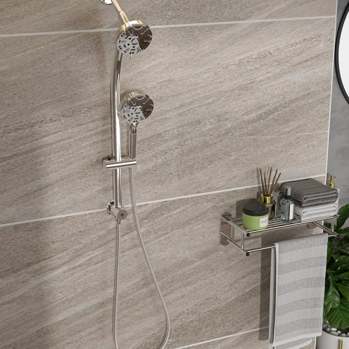 Multi Function Dual Shower Head System With 4.7" Rain Showerhead, 8 Function Hand Shower, Adjustable Slide Bar