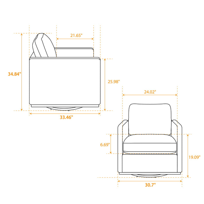 Modern Upholstered Square Swivel Accent Chair With 360 Degree Rotation