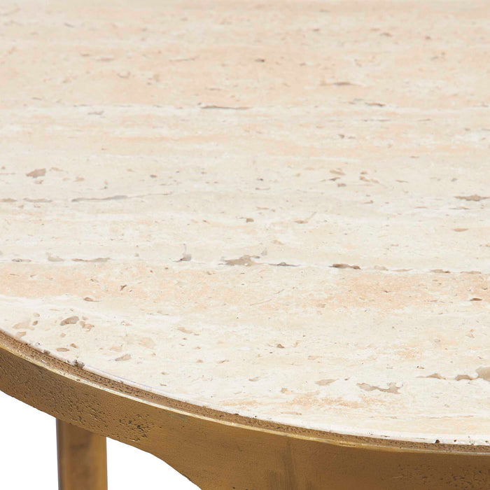 Clench - Brass Side Table - Beige