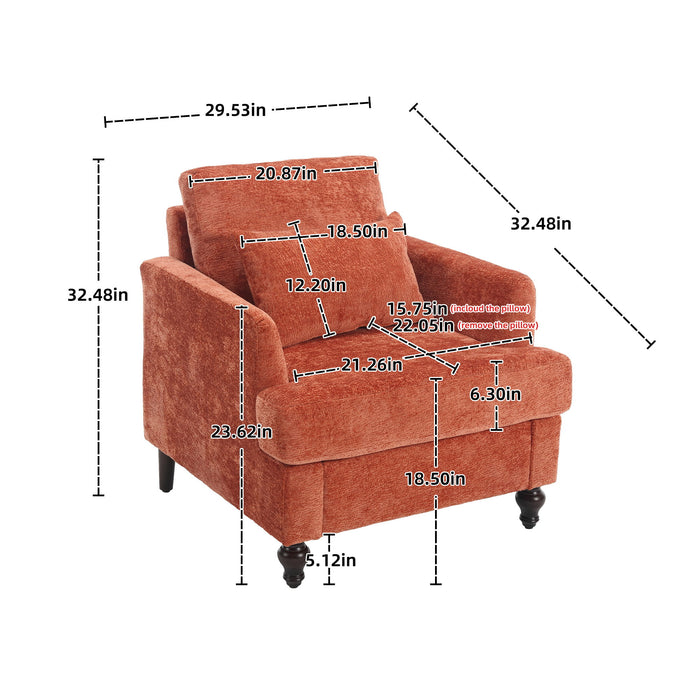 Modern Mid Century Wood Frame Armchair With Tufted Design