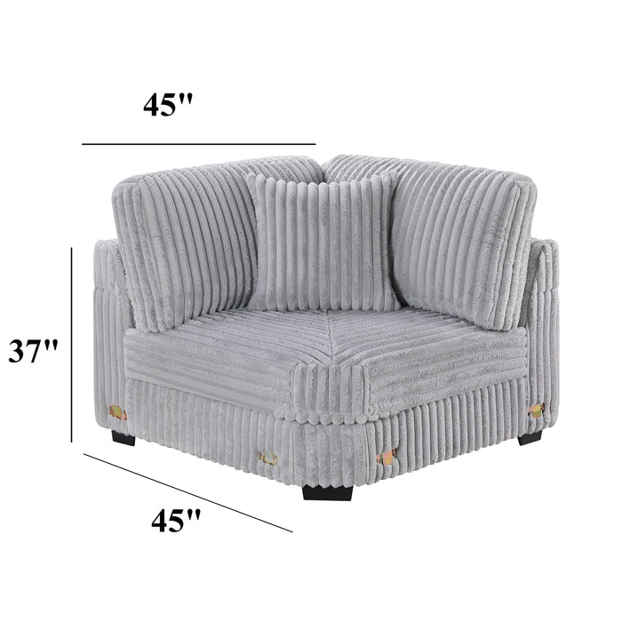 Corner Wedge Chair With Pillow, Living Room Furniture, Soft Upholstered Modular Seating - Gray / Mink