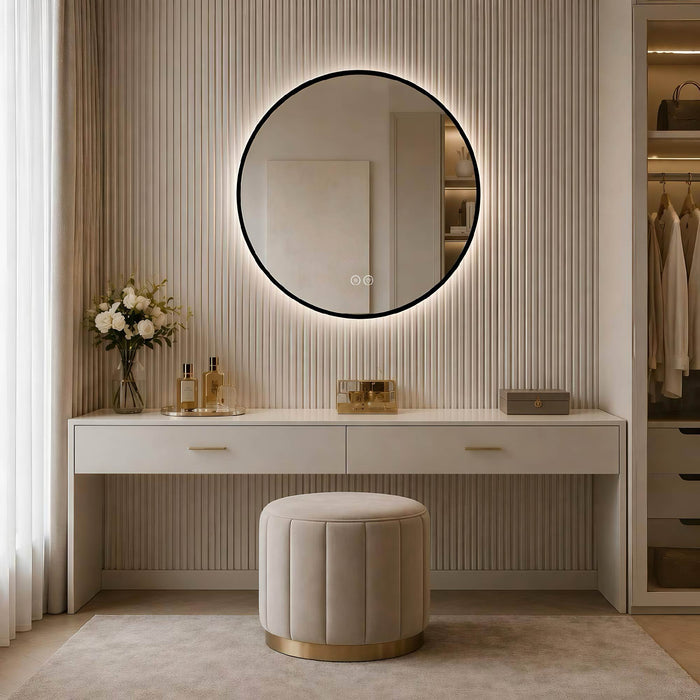 Round Framed Dimmable ED Bathroom Mirror With Anti Fog