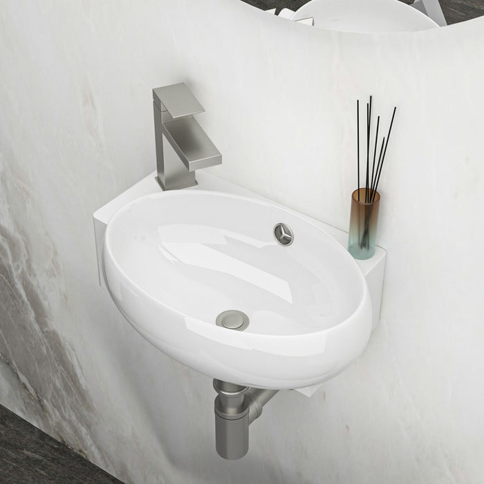 Modern Aesthetic Rectangle Wall Mount Bathroom Sink With Single Faucet Hole
