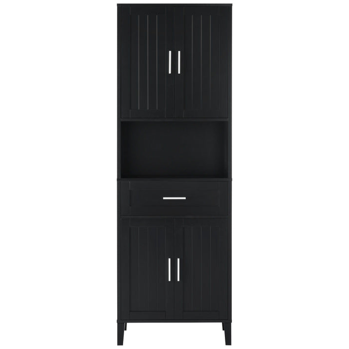 Freestanding Tall Bathroom Cabinet With Soft Close Doors And Adjustable Shelves