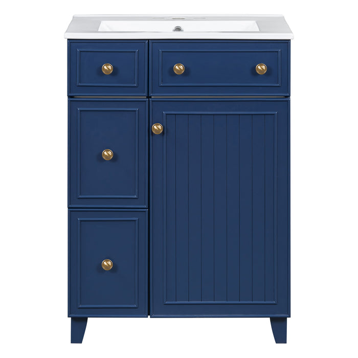 Transitional Style Bathroom Vanity Cabinet With Ceramic Sink