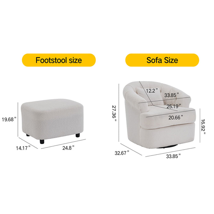 Swivel Chair With Ottoman, Modern Luxury Velvet Swivel Accent Chair, Comfy Round Armchair, Single Sofa Armchair With Lounge Seat For Bedroom / Office / Reading Spaces