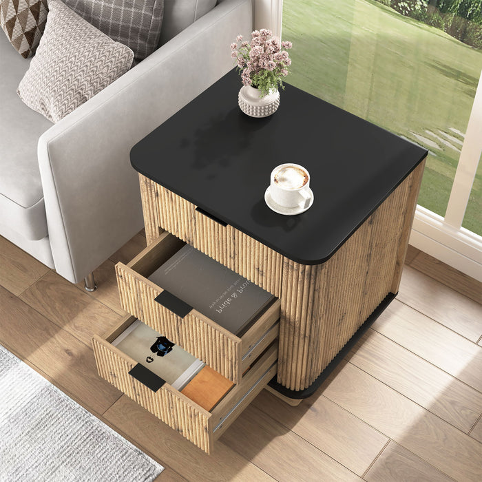 Multi Functional 3 Drawer Nightstand, Perfect For Storing Items Of Different Heights, A Perfect Combination Of Nature And Fashion - Black
