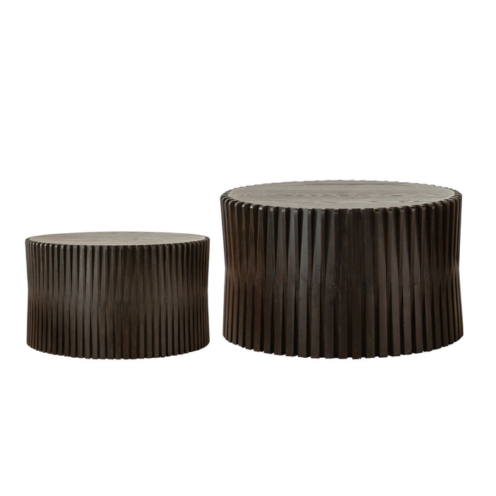 Cylindrical Coffee Table With Vertical Texture Relief