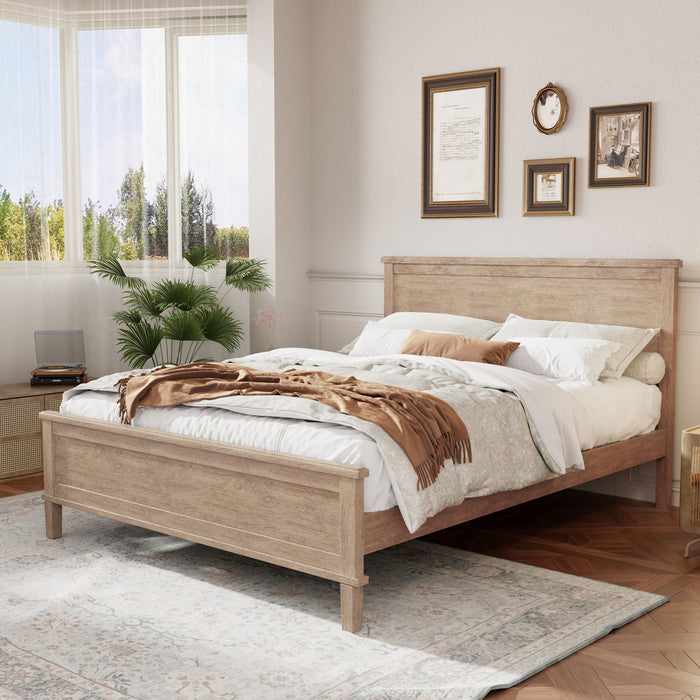 Mid-Century Platform Bed With Headboard And Slat Support, No Box Spring Needed