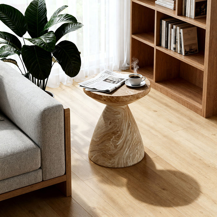 Outdoor Geometric End Table - Marble