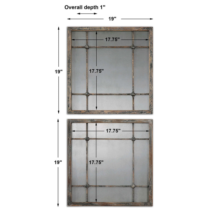 Saragano - Square Mirrors (Set of 2) - Light Brown