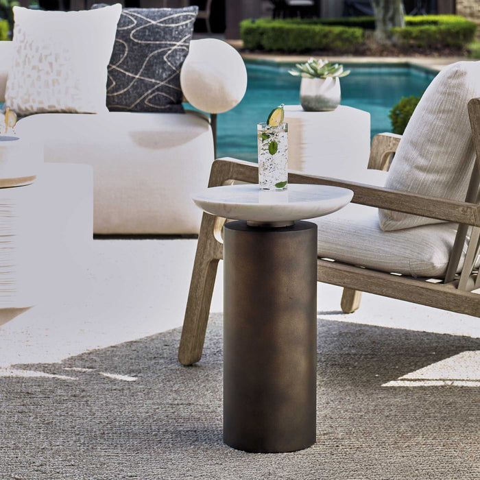 Olso - Outdoor Accent Table - Bronze / White